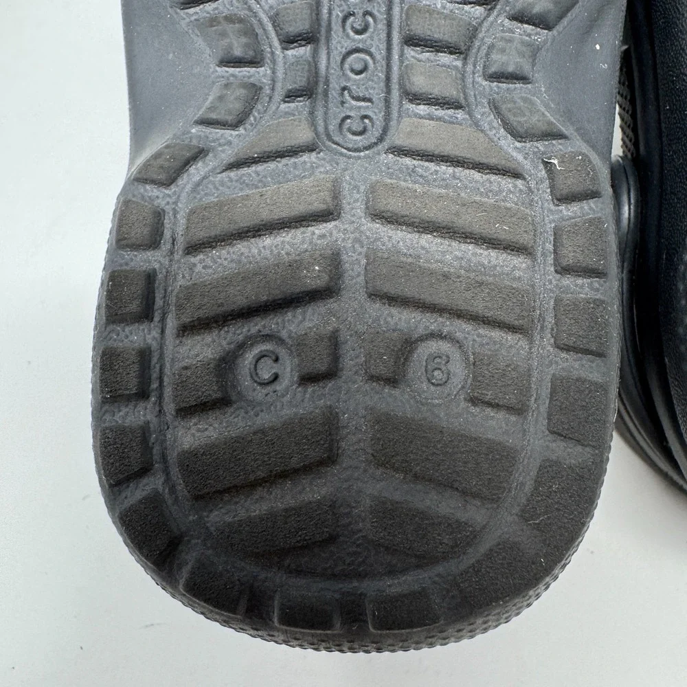Crocs Shoes Black Fuzzy Lined Classic Clog Slip On Warm Shoes Toddlers Size C6